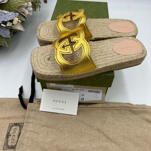 Women’s Gucci interlocking G Leather espadrilles size 37 made in Spain - Picture 4 of 10